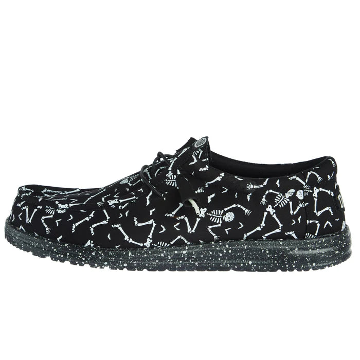Hey Dude Men`s Wally Skeletons Black Casual Shoe