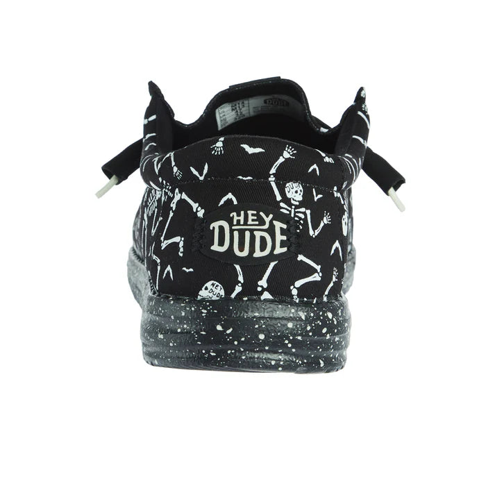 Hey Dude Men`s Wally Skeletons Black Casual Shoe