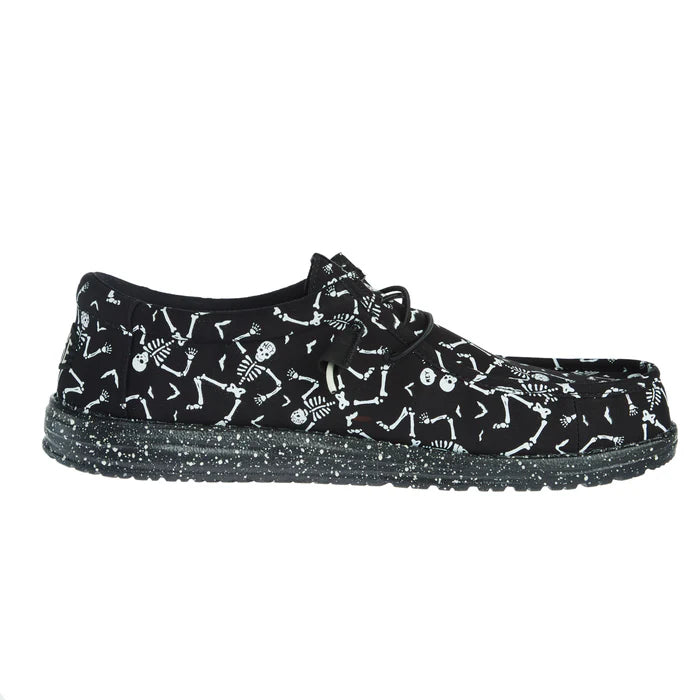 Hey Dude Men`s Wally Skeletons Black Casual Shoe