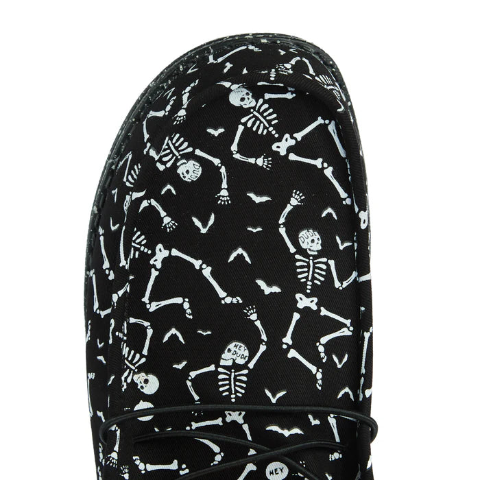 Hey Dude Men`s Wally Skeletons Black Casual Shoe