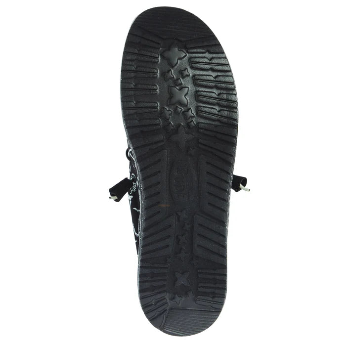 Hey Dude Men`s Wally Skeletons Black Casual Shoe