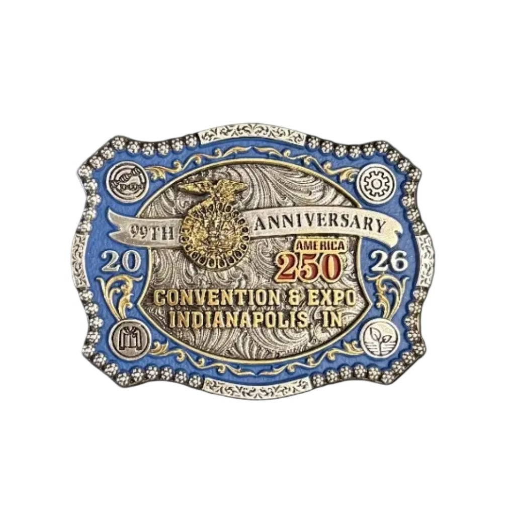 A commemorative 2020 Las Vegas World's Fair $50 coin medallion with blue and silver detailing.