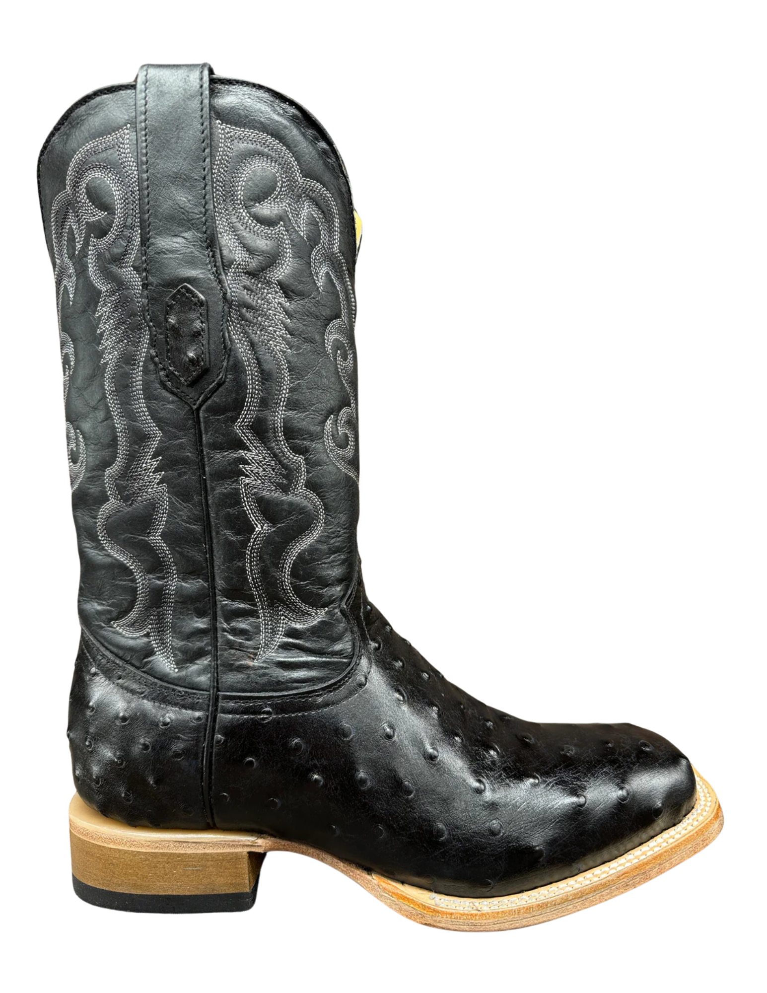 Cowtown Mens Ostrich Print- Black