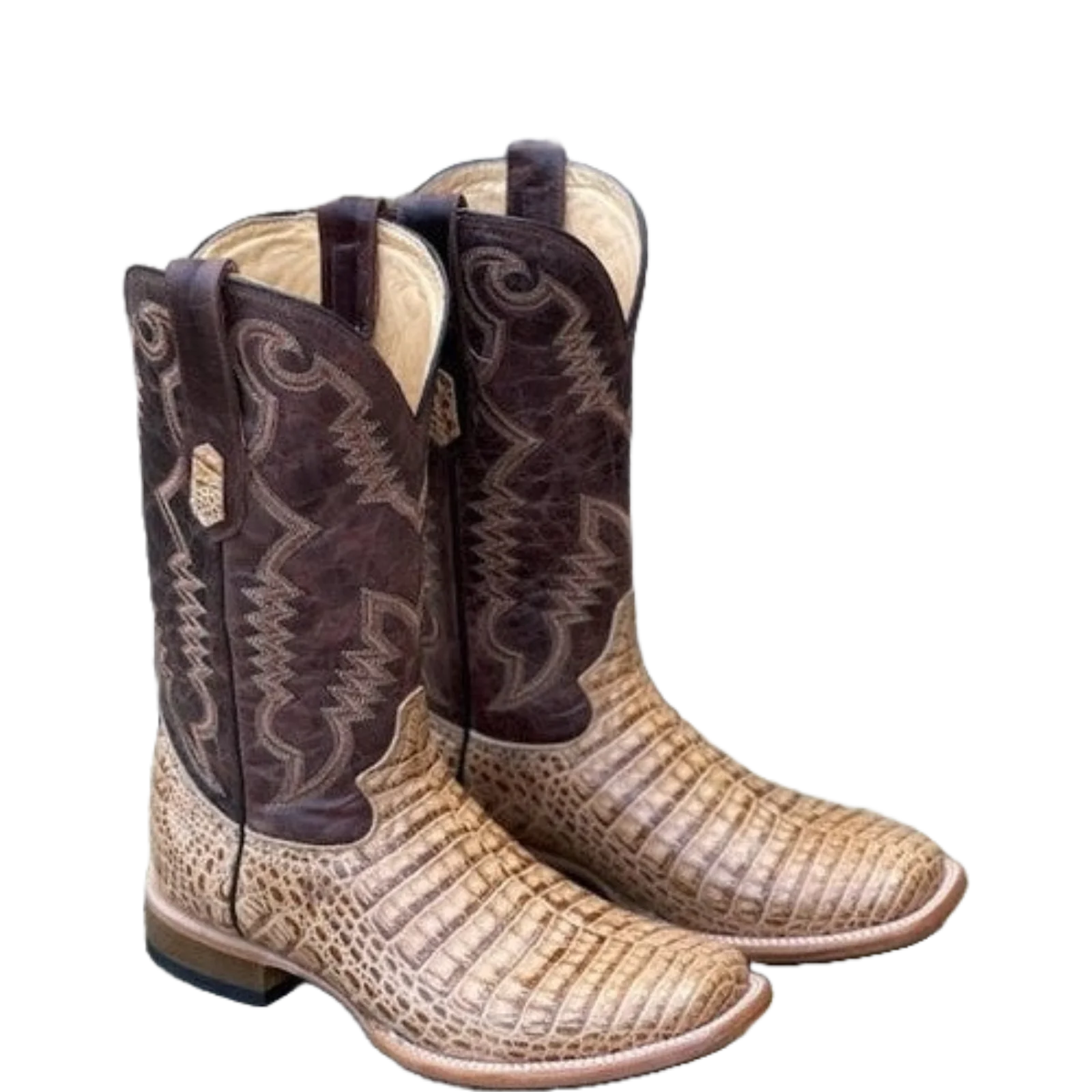 Cowtown Mens Tan Belly Gator Print SQ Toe
