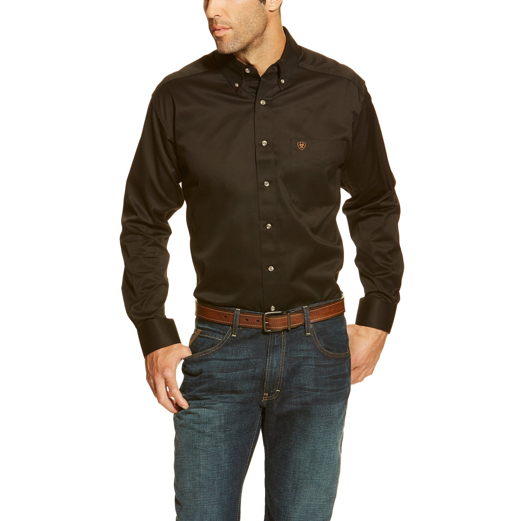 ARIAT Men's Solid Twill Shirt - Black - French's Boots