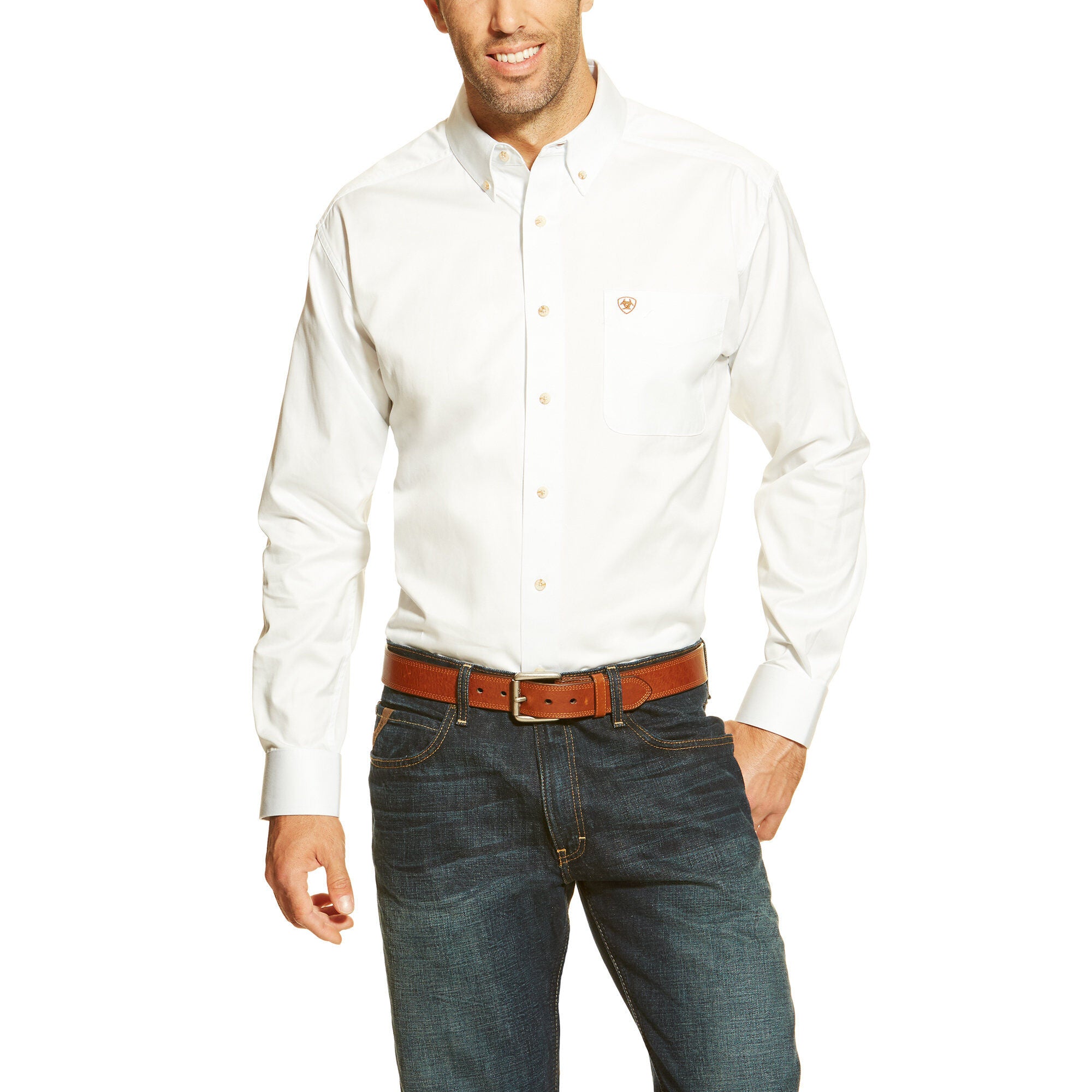ARIAT Men's Solid Twill Shirt - White - French's Boots