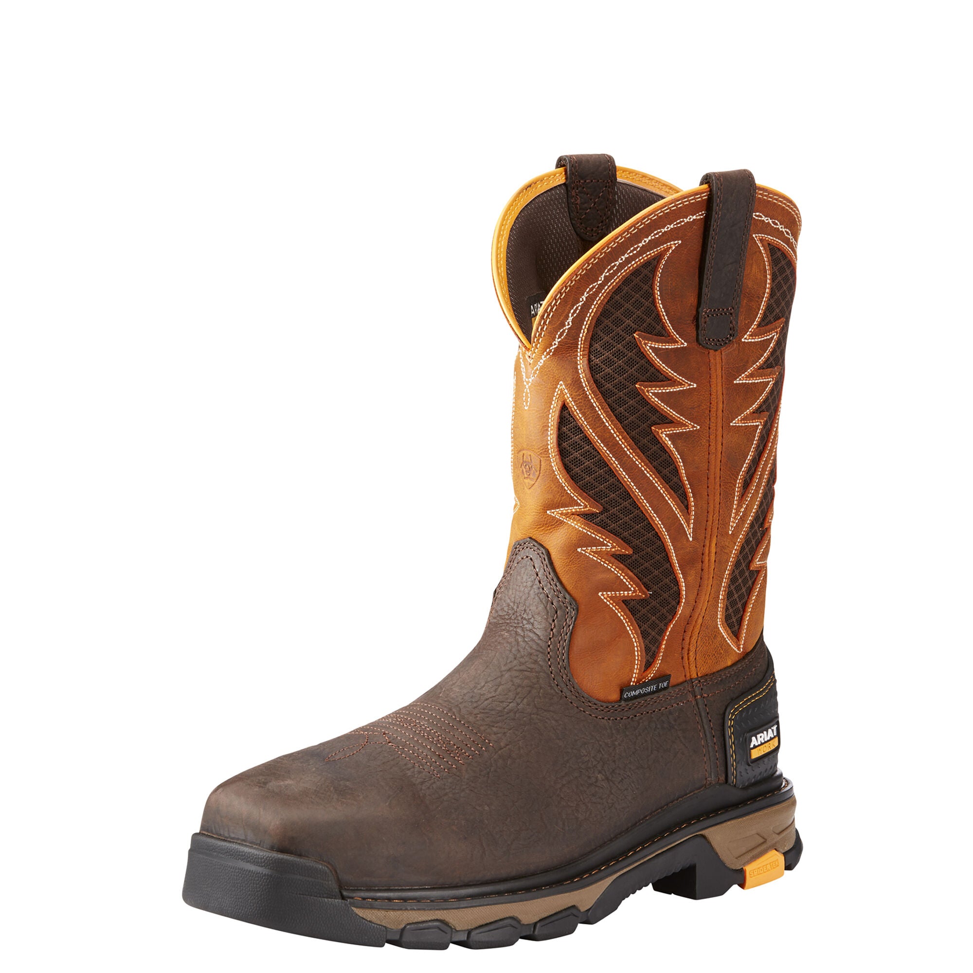 ARIAT Men's Intrepid VentTek Composite Toe Boot - Bruin Brown/Orange - French's Boots