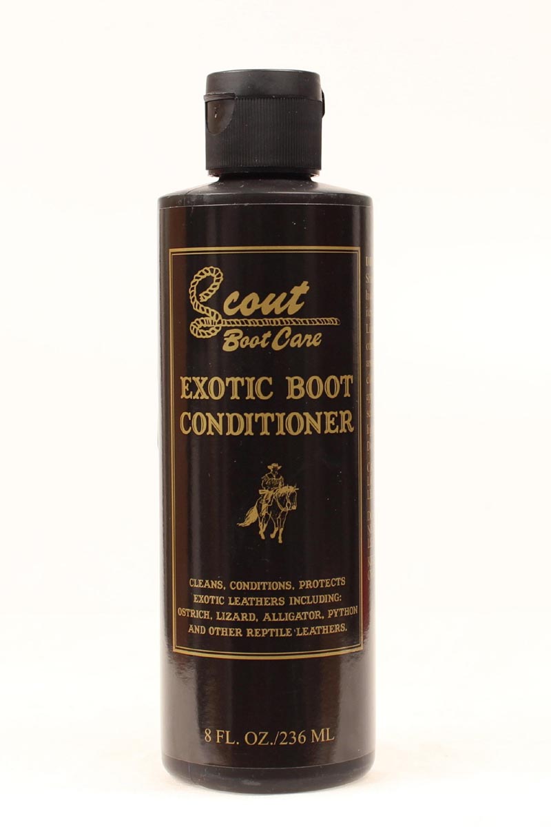 Bottle of Scout Exotic Boot Conditioner on a white background