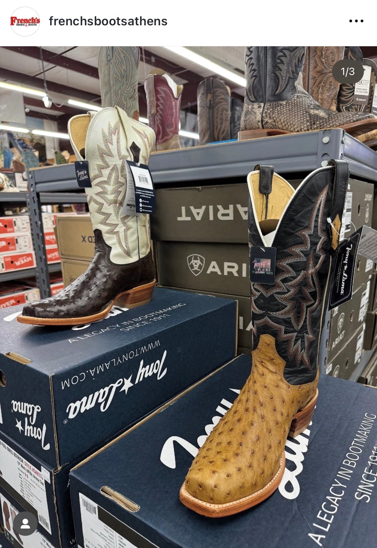 Image from Athens Instagram - Tony Lama Boots