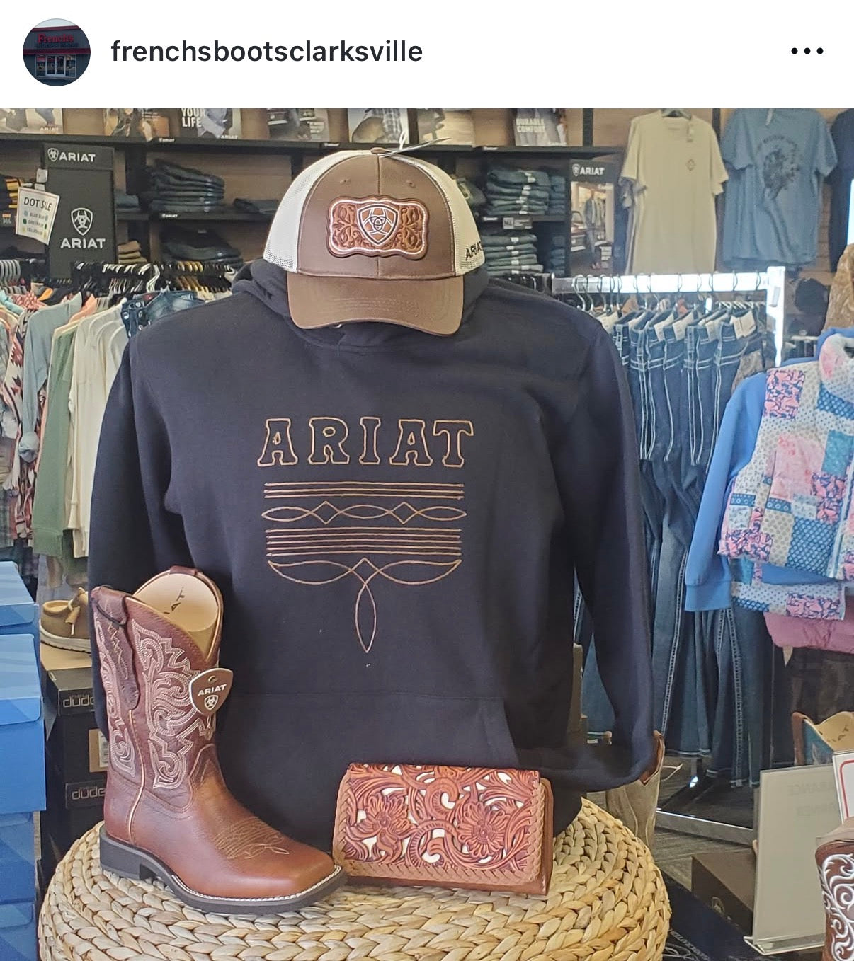 Image from Clarksville Instagram - Ariat Gear and Boots