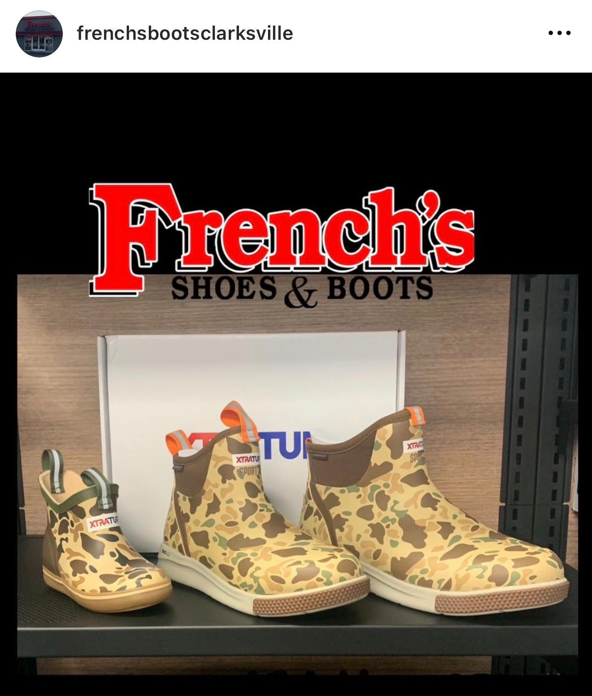 Image from Clarksville Instagram - XtraTuf Boots