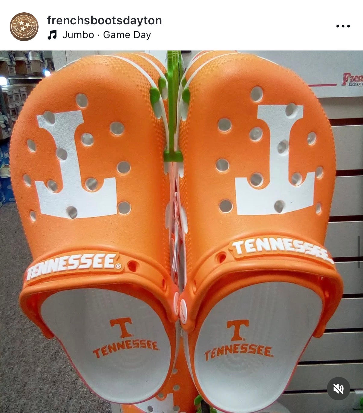 Image from French's Dayton instagram, UT rubber shoe in the store location.