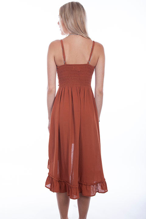 Brown dress with thin straps on a white background