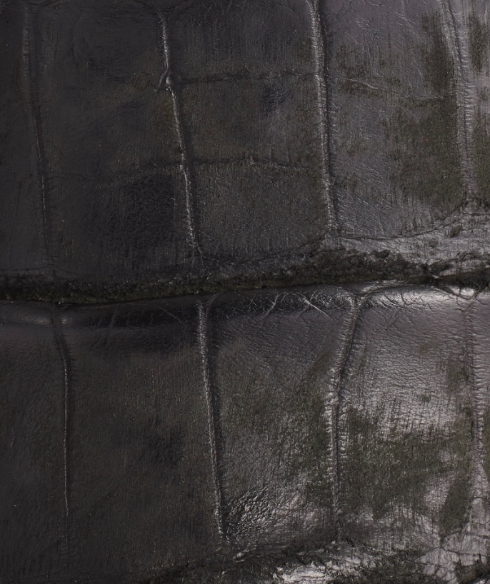 Close-up of textured black leather surface