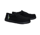Pair of black casual shoes on a white background