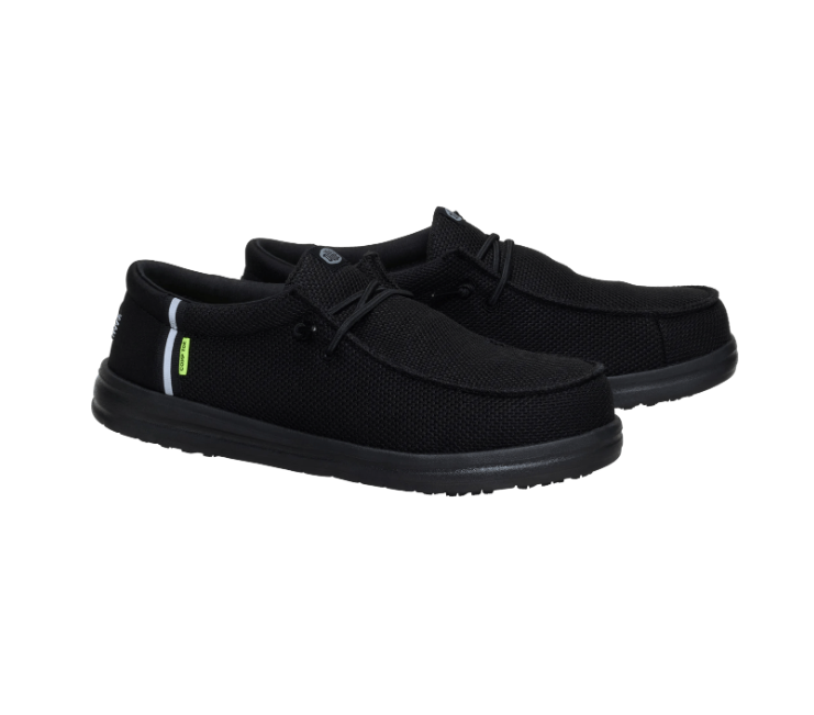 Pair of black casual shoes on a white background