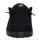 Black sneaker with 'Hey Dude' branding on a white background