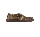 Camouflage-patterned shoe on a white background