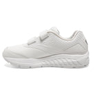 White athletic shoe with a strap on a white background