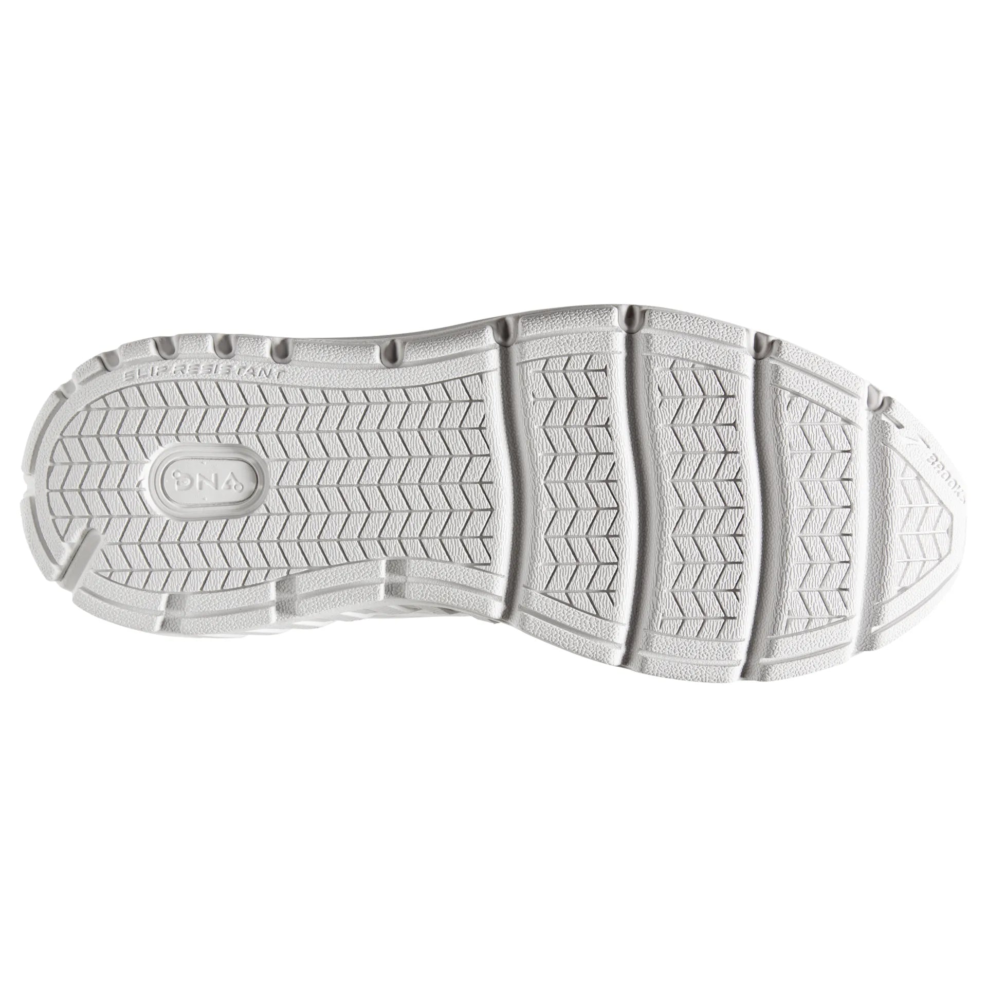 White shoe sole with tread pattern on a white background