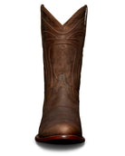 Brown cowboy boot on a white background
