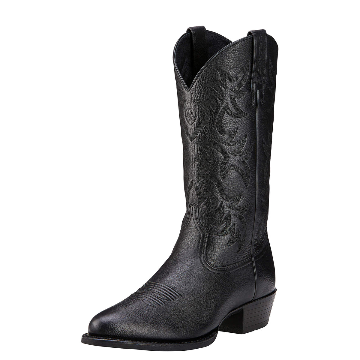 ARIAT Men's Heritage Western R Toe Boot - Black Deertan - French's Boots
