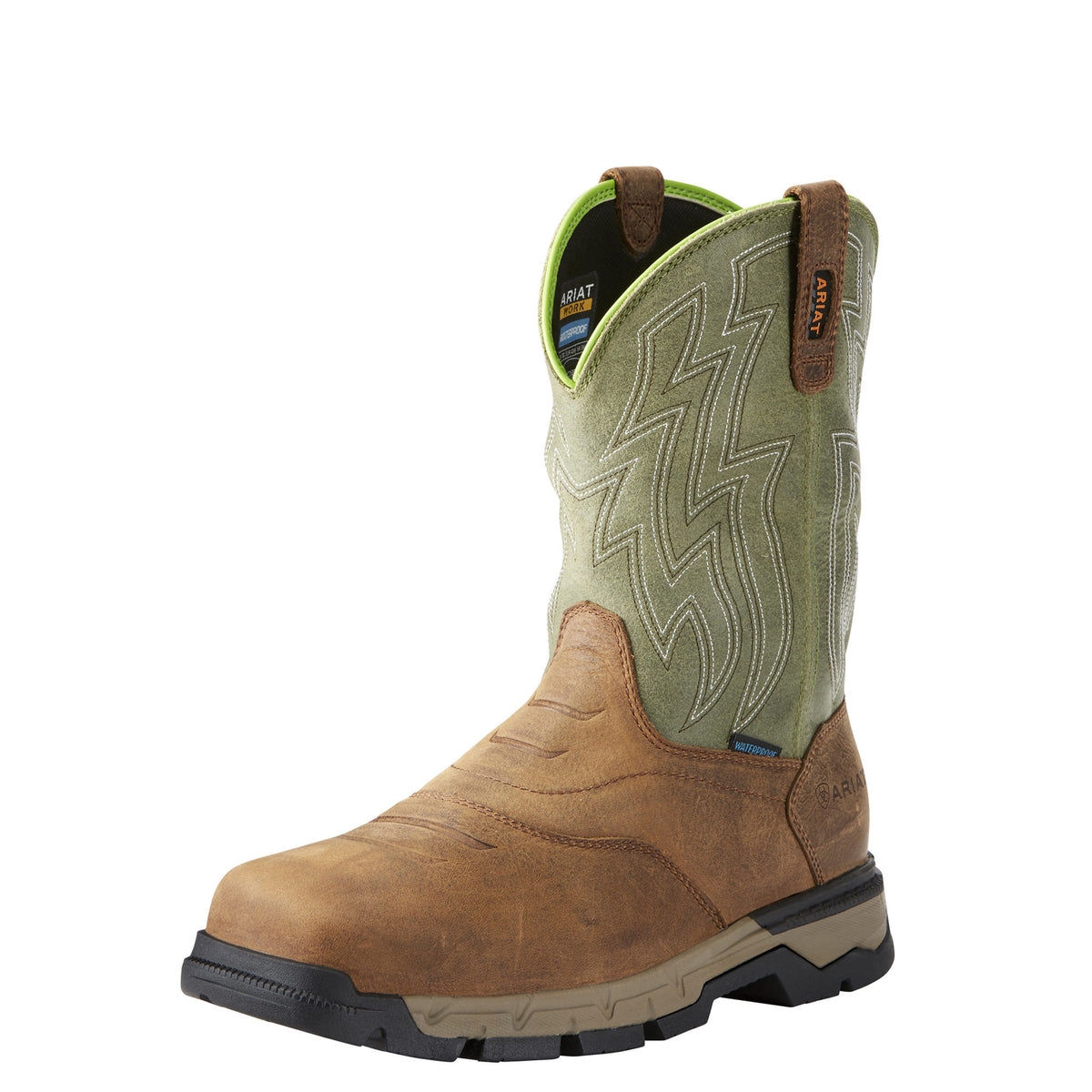 ARIAT Men's Rebar Flex Western H2O Boot - Rye Brown/Green - French's Boots